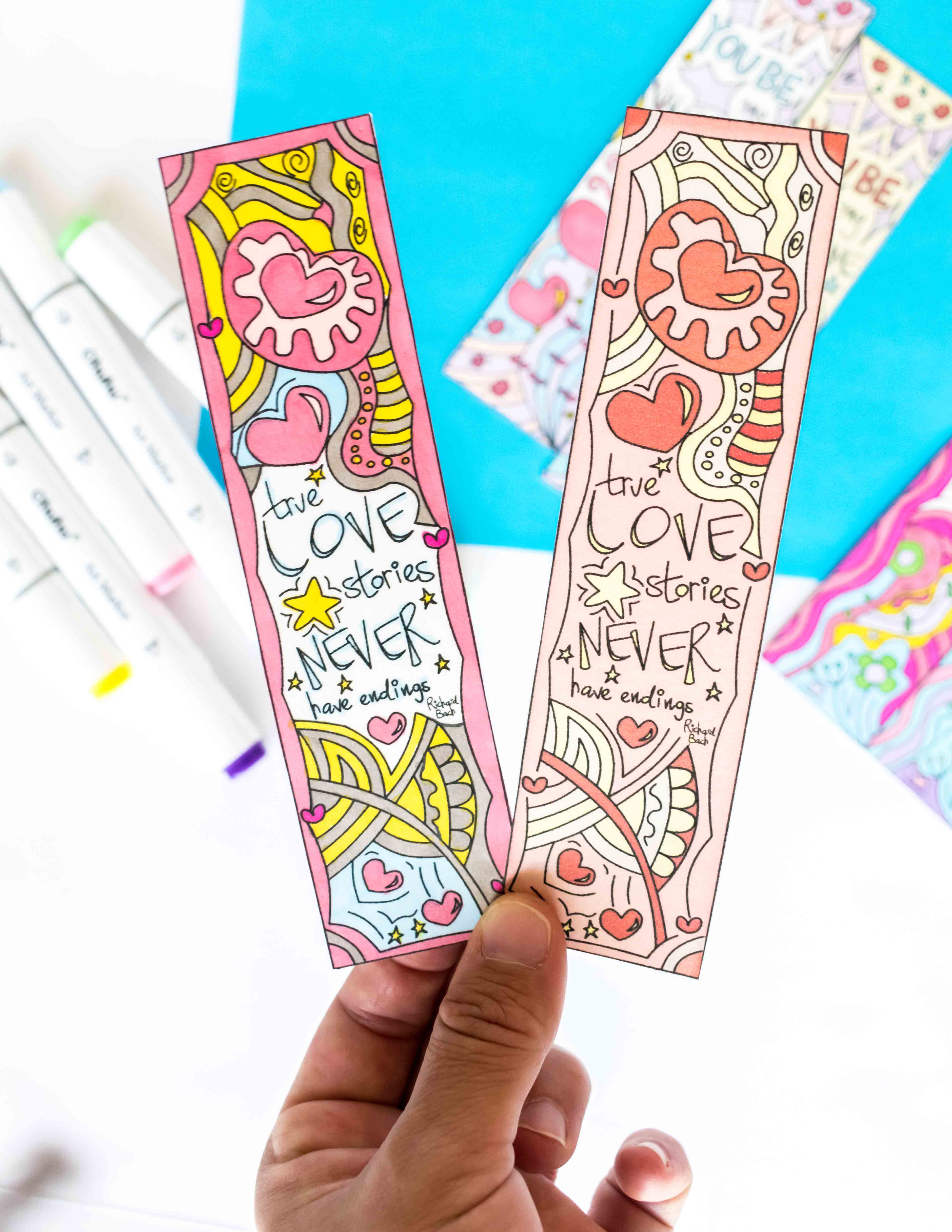Coloring Valentine's Day Bookmarks Free Printable Daydream Into Reality