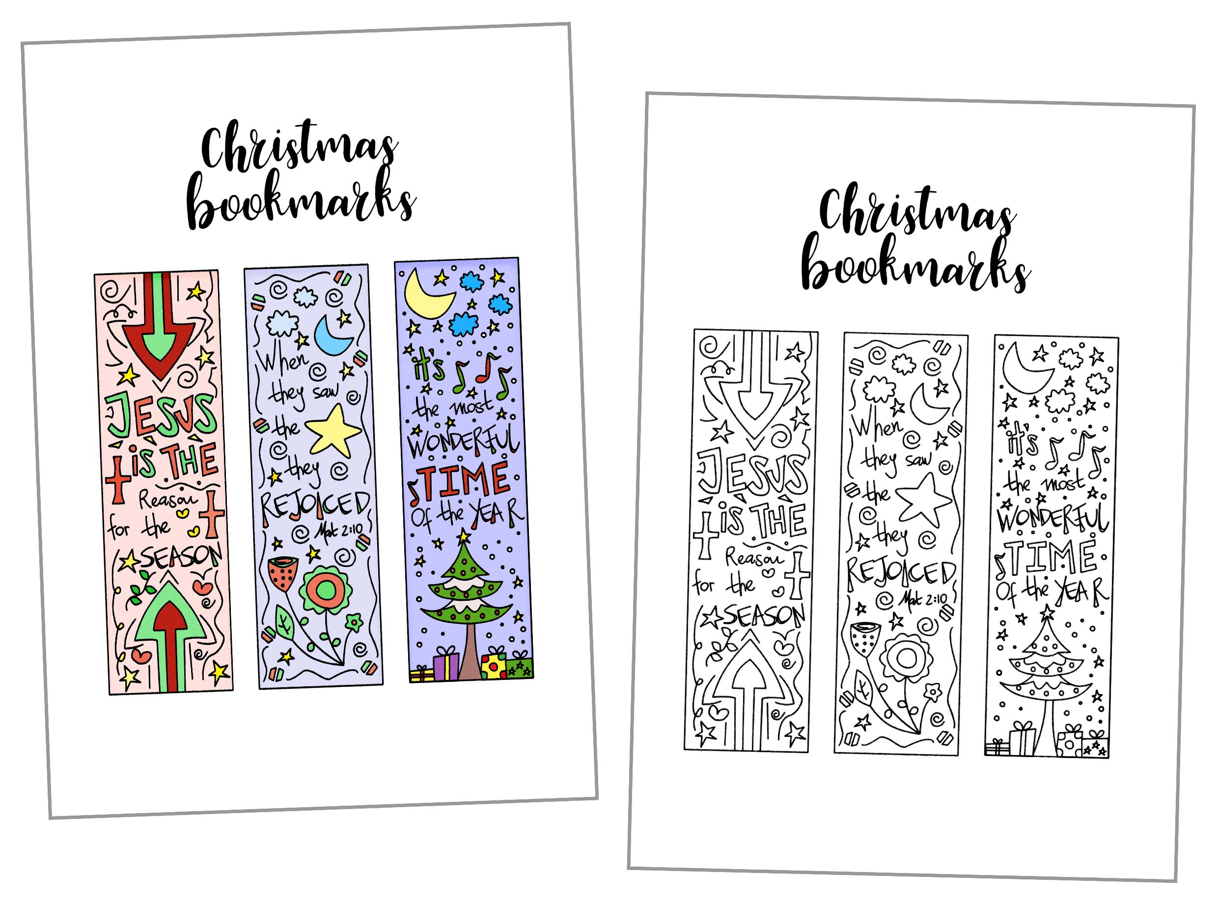 Coloring Christmas Bookmarks Free Printable
