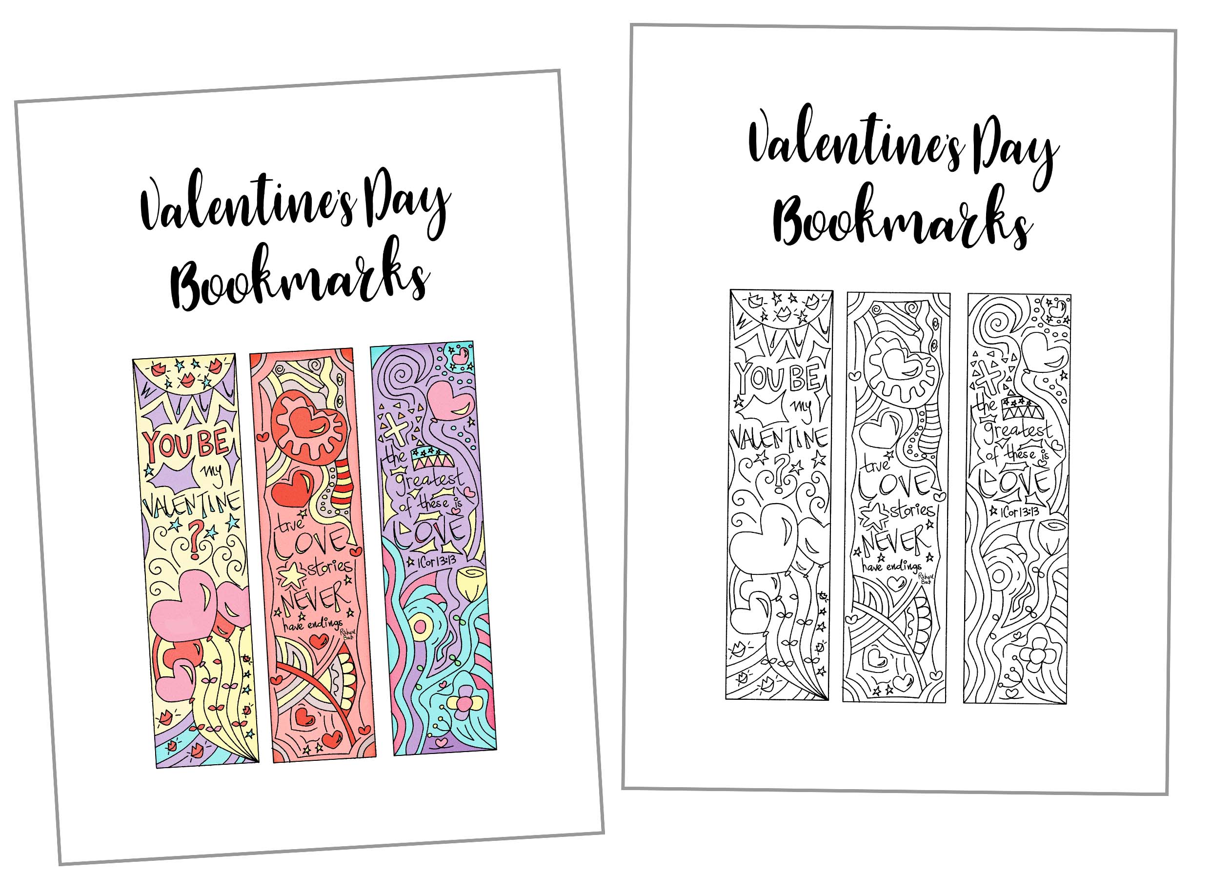 coloring valentines day bookmarks free printable daydream into reality