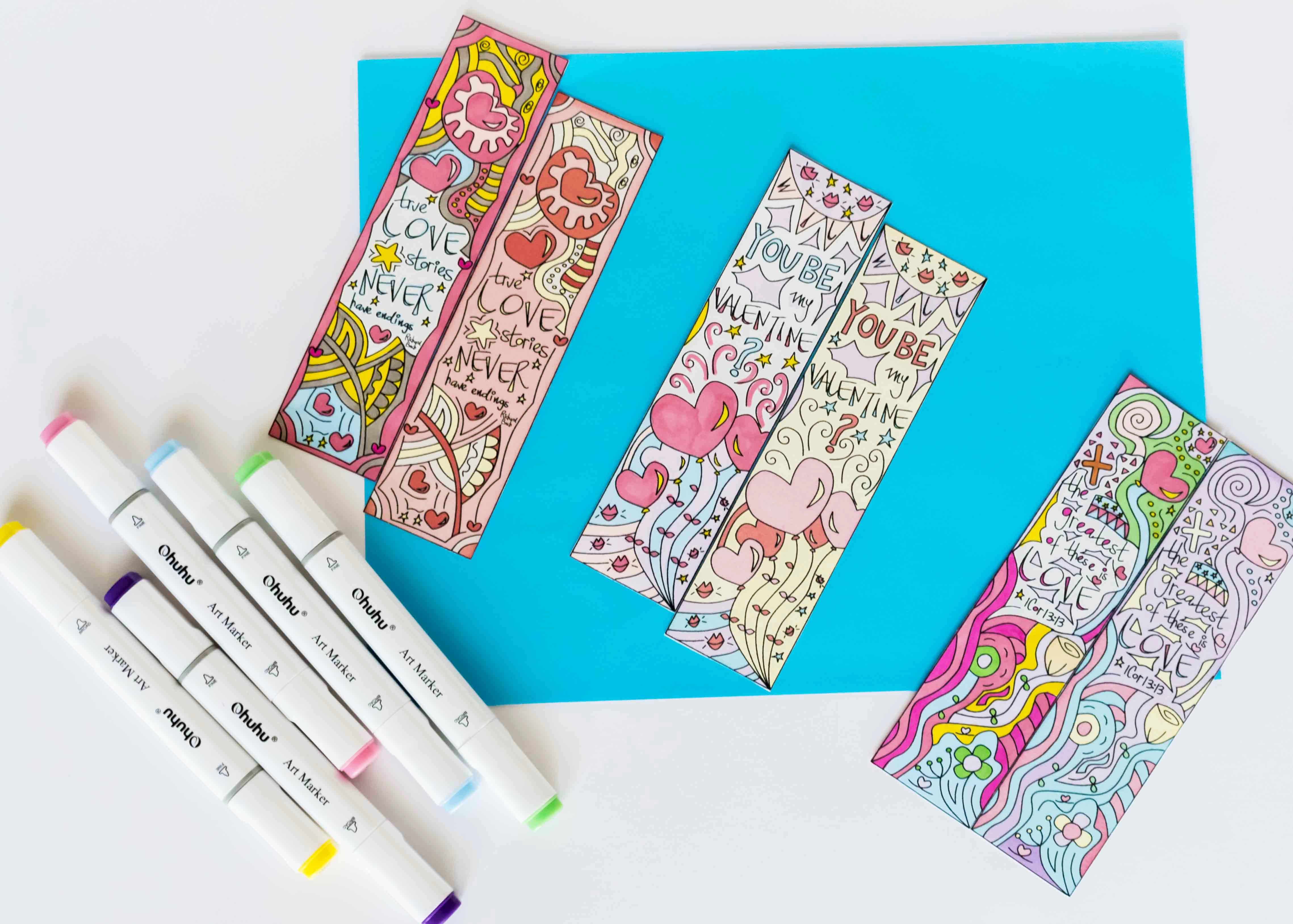 Coloring Valentine s Day Bookmarks Free Printable Daydream Into Reality