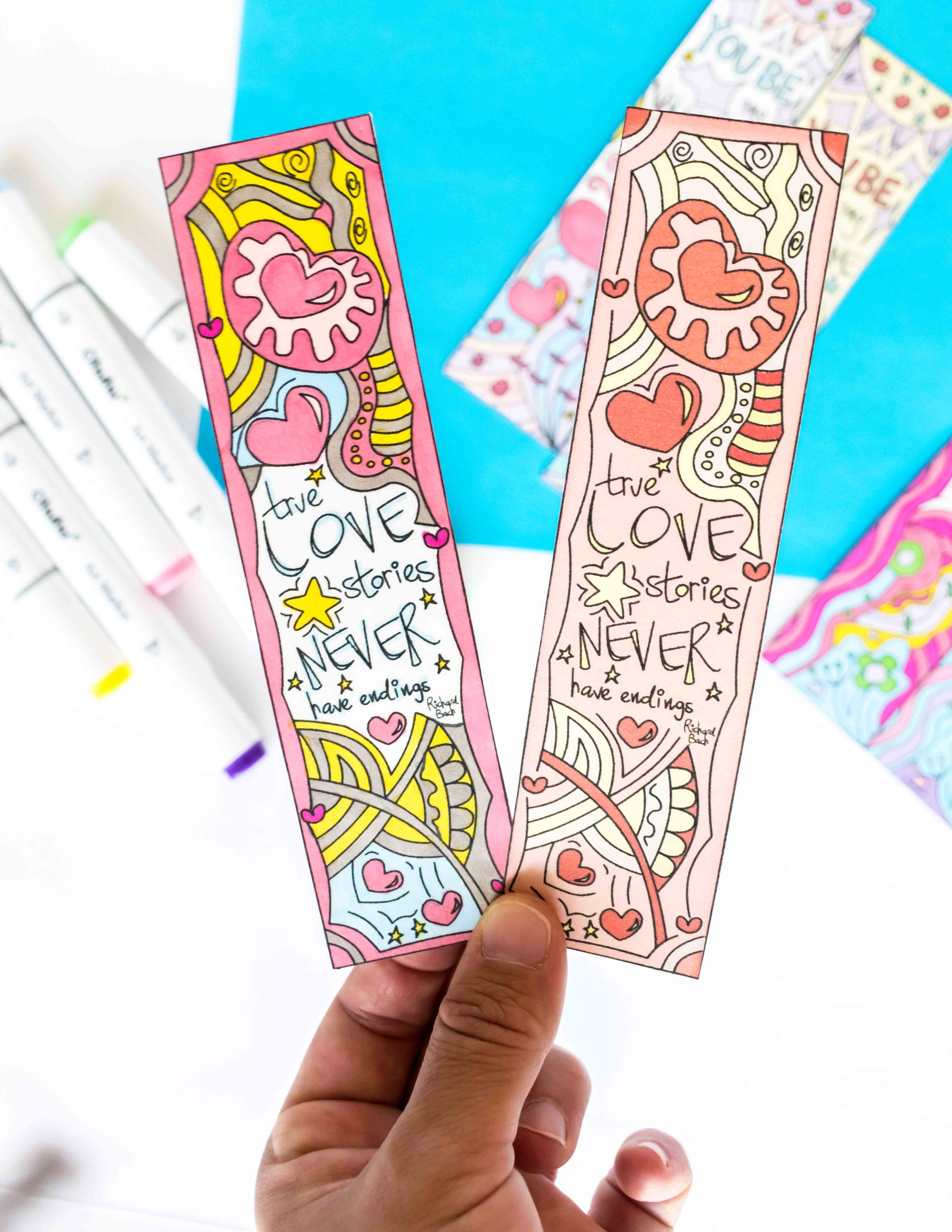 coloring valentines day bookmarks free printable