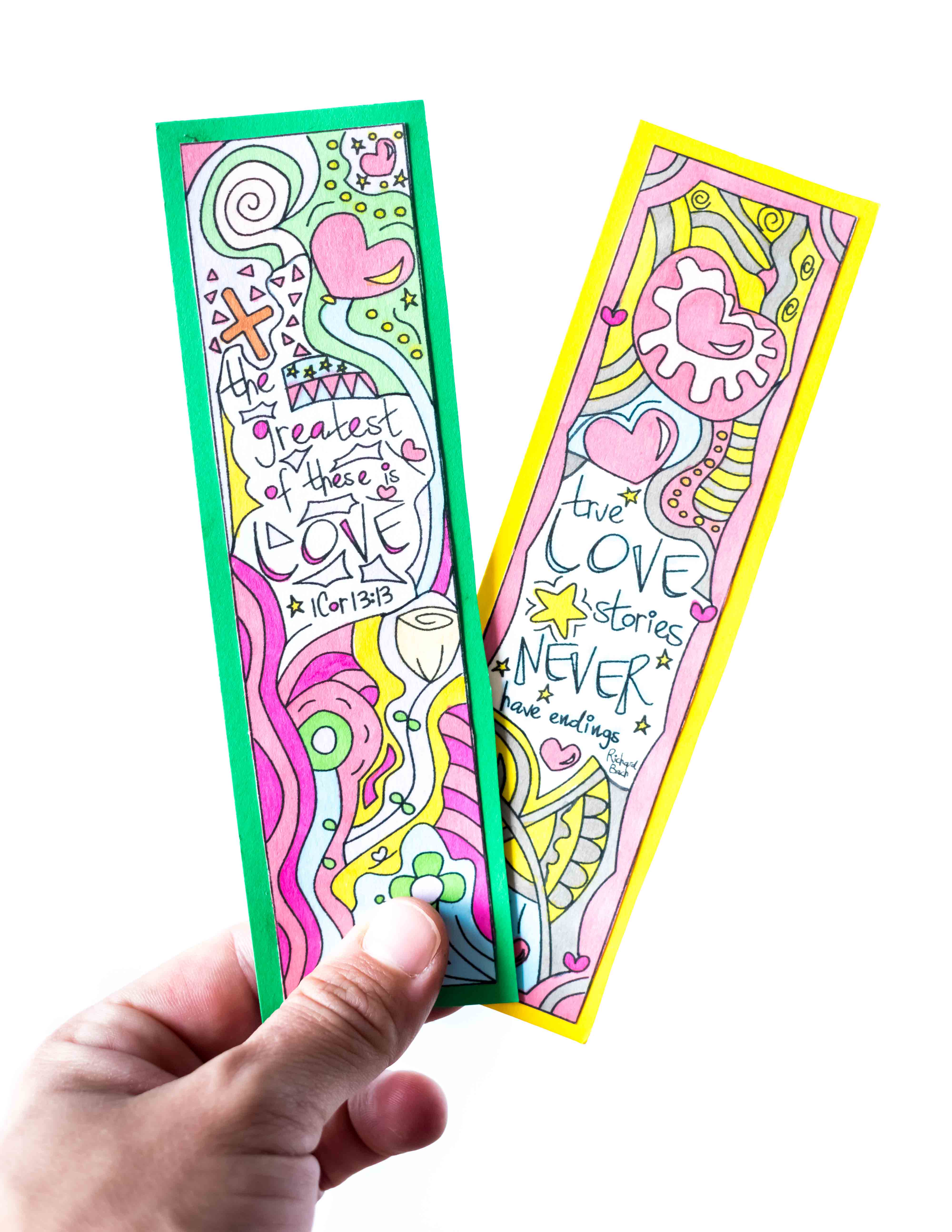 coloring valentines day bookmarks free printable