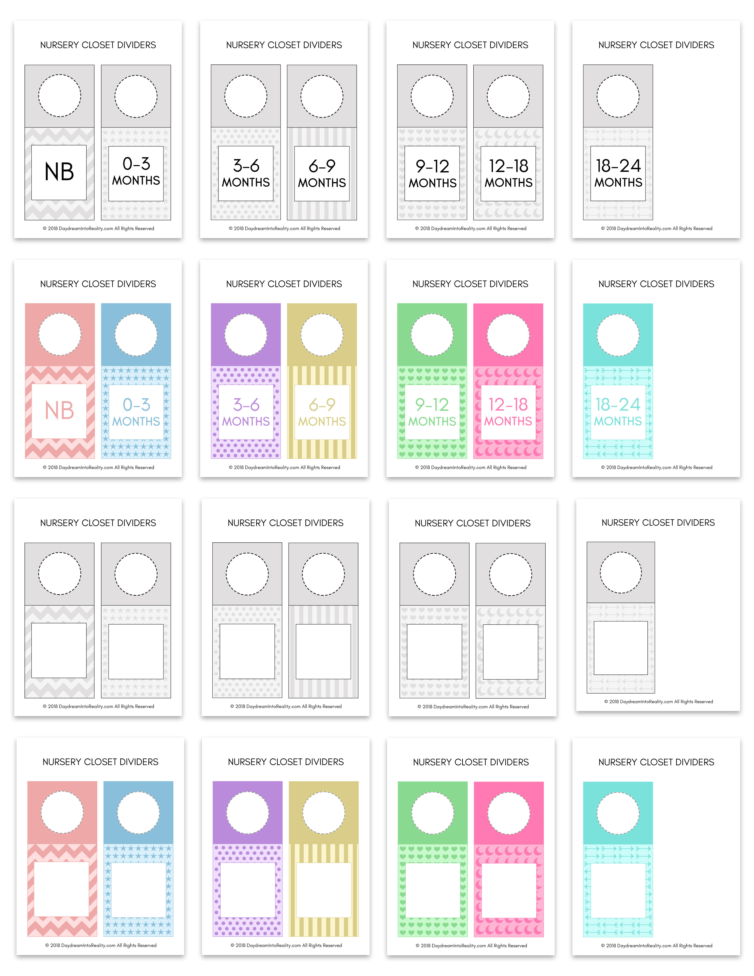 Printable Free Blank Closet Divider Template