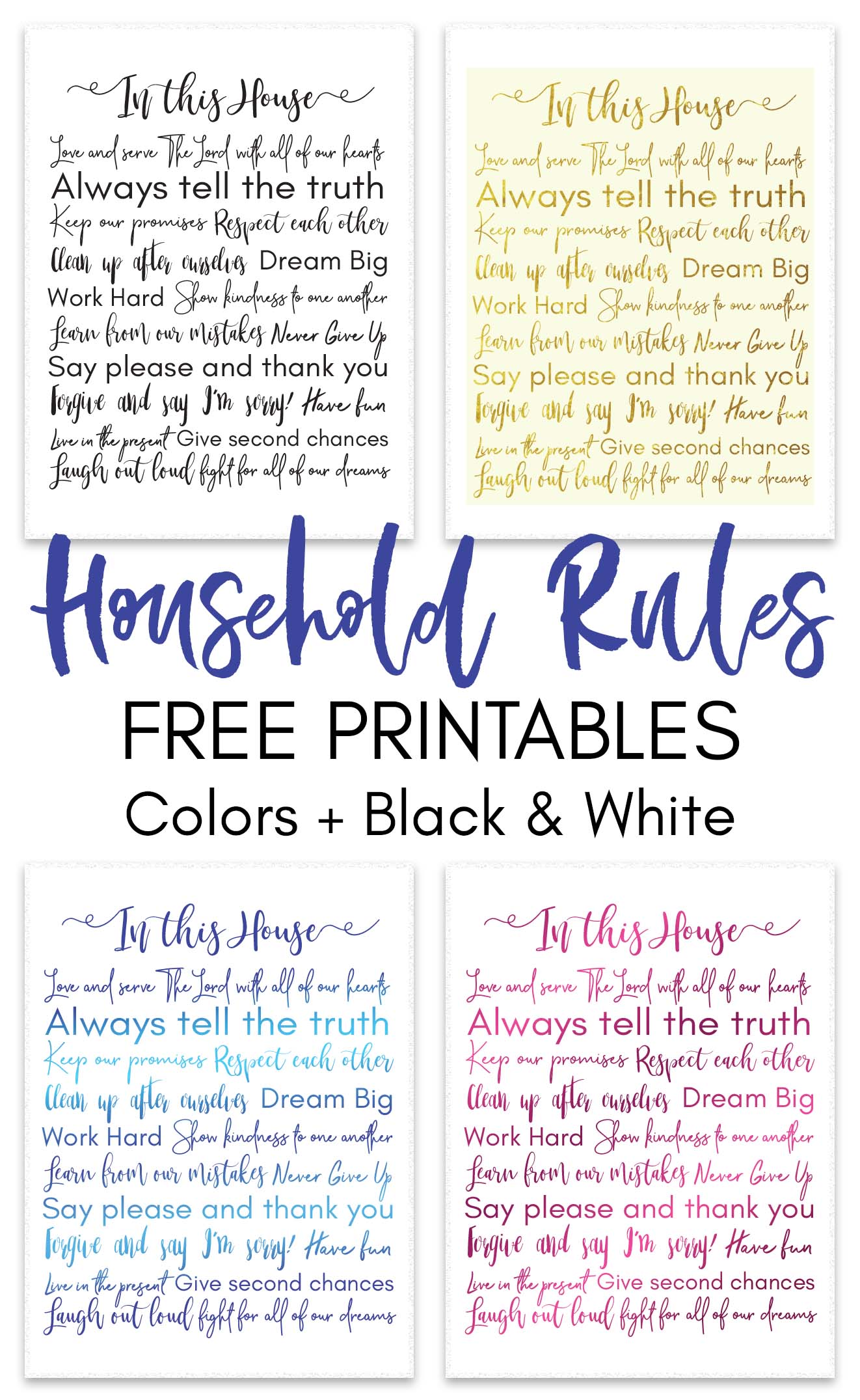 Household Rules Free Printable