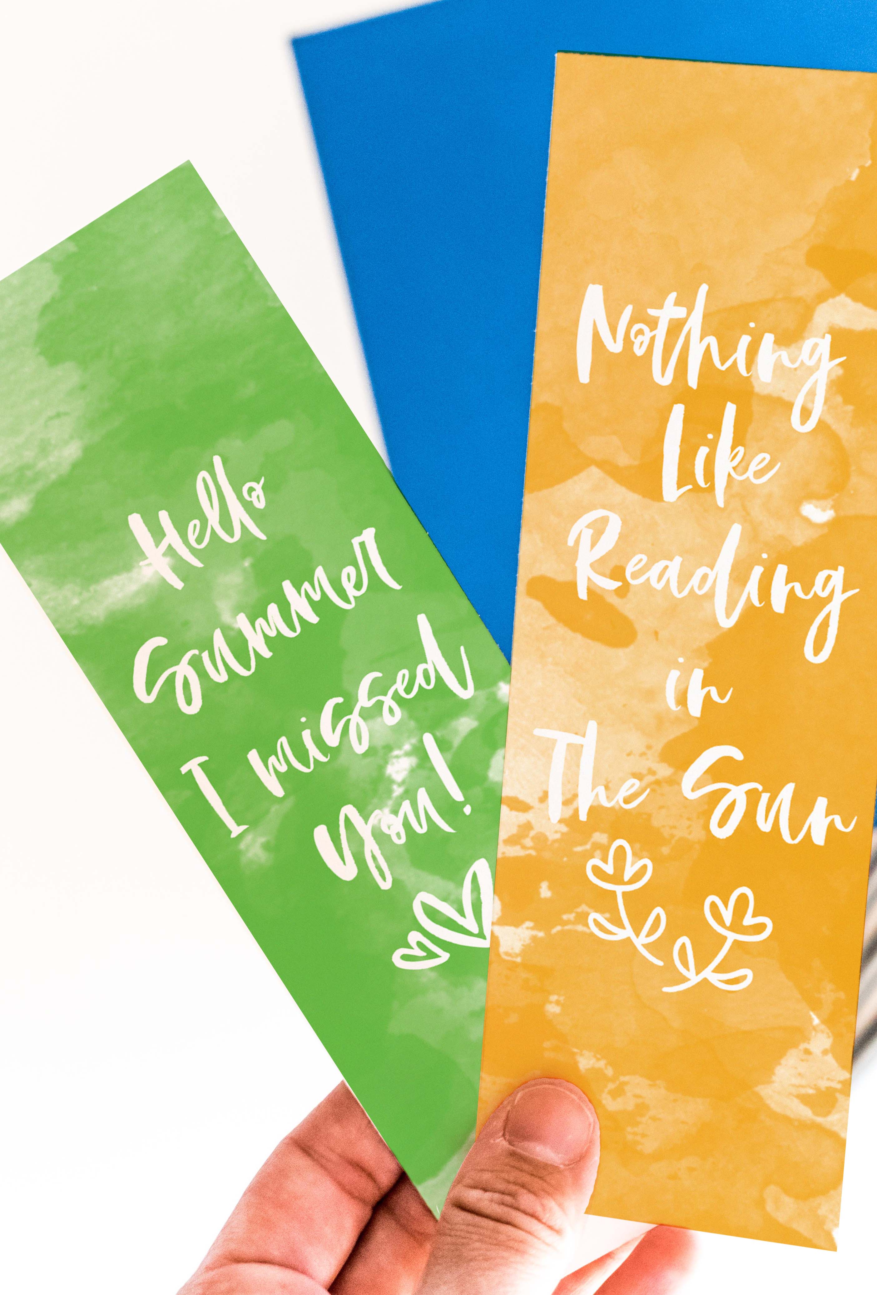 Watercolor Summer Bookmarks Free Printable