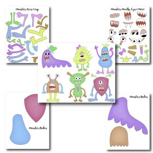 This craft is so much fun! Cut around it and have your kids put together the monsters.