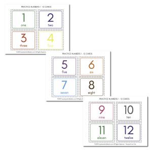 Print, Cut and put together these flash cards for practicing numbers 1 to 12. Read the tutorial to learn how to laminate them!