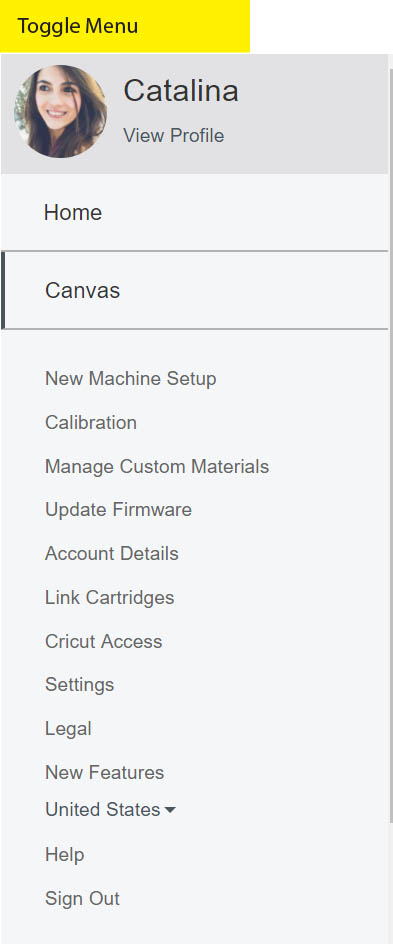 Top Pannel Toggle Cricut Design Space