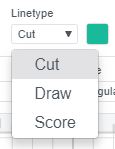 Screenshot of linetype drop down menu Cricut Design Space
