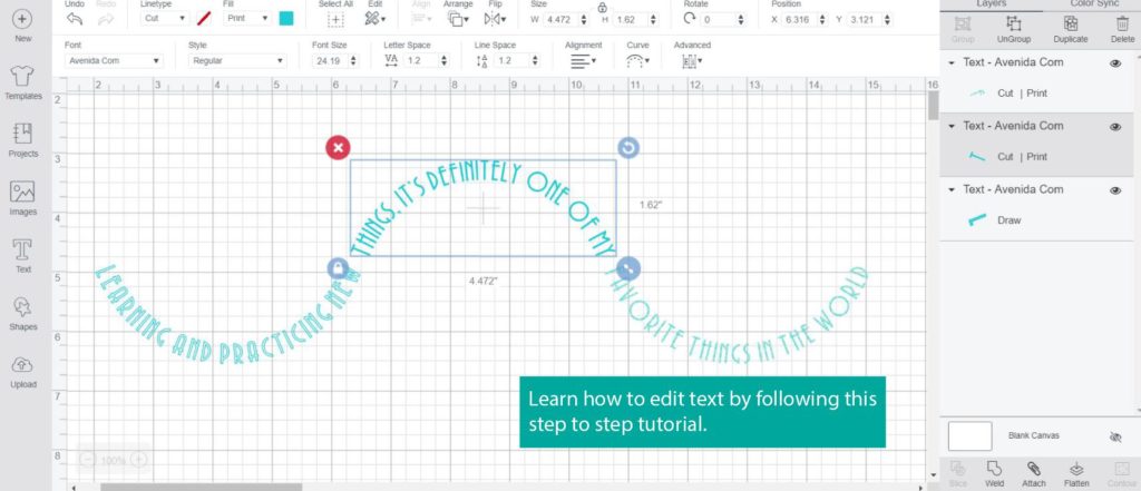 Screenshot of final step by step tutorial in Cricut Design Space