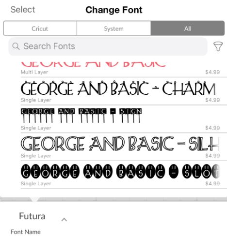 Font Drop Down Menu