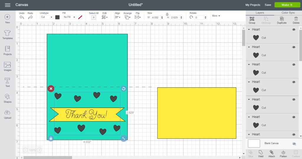 Screenshot of making a cut out card. First Step.