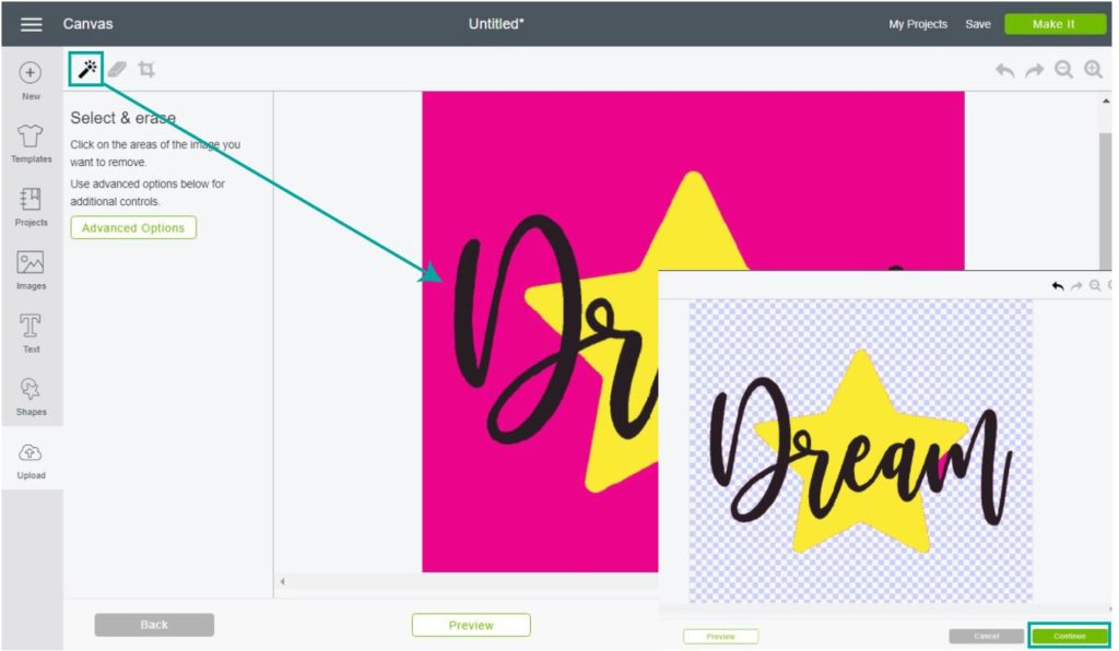 Delete image background in Design Space