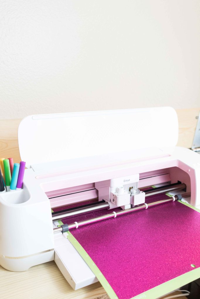 Cricut Maker Cutting Pink Glitter Cardstock