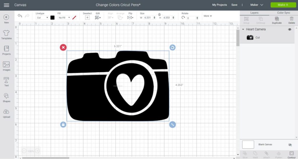 Image on the Cricut Design Space canvas area.