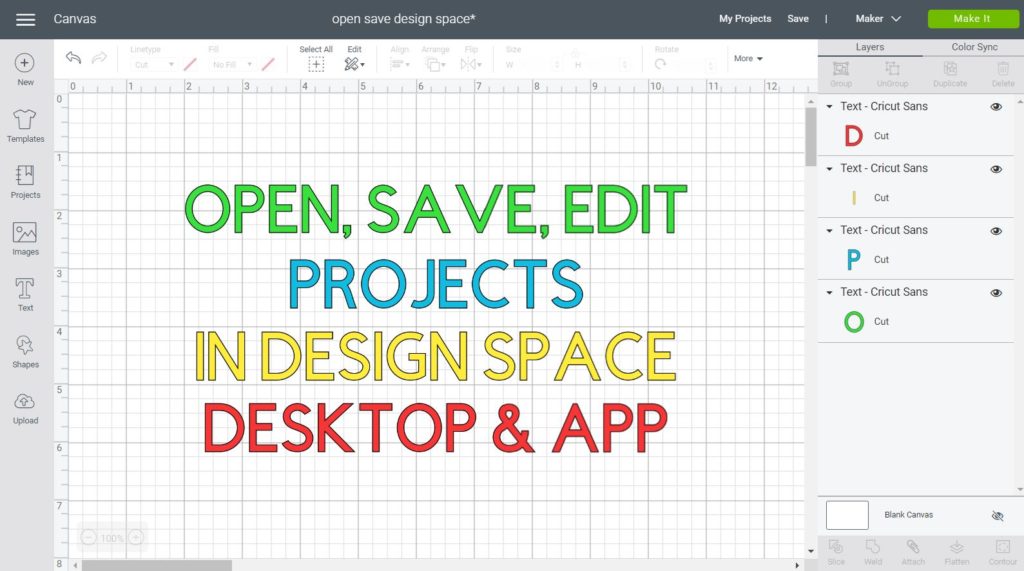 Save Open Edit Projects In Cricut Design Space Desktop And App