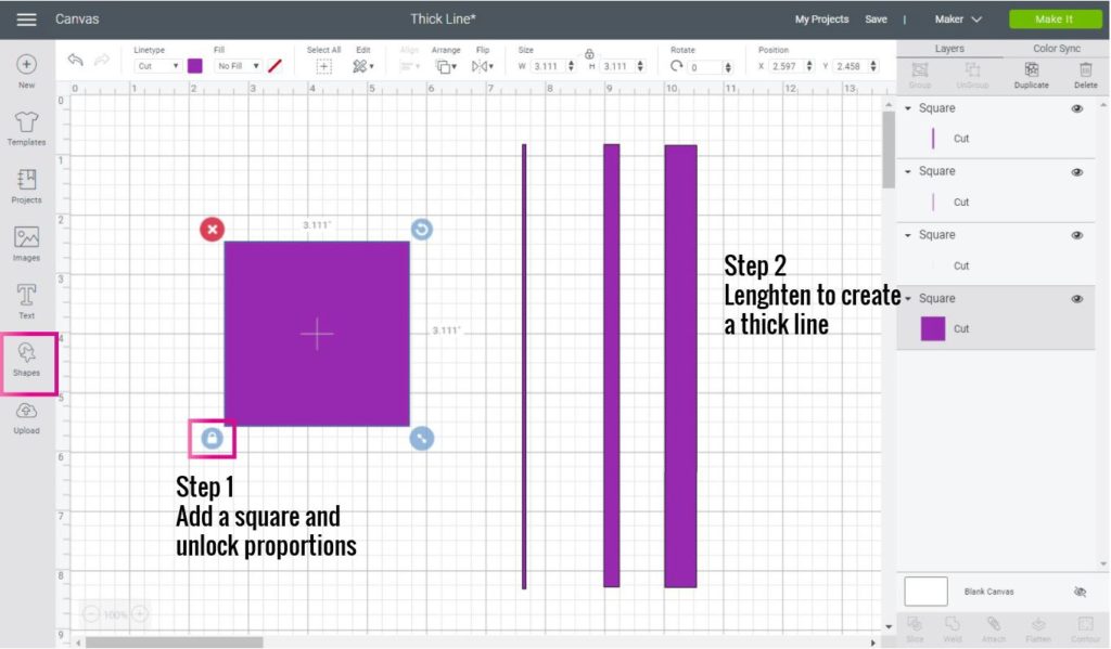 How to Add a Solid line in Cricut Design Space? (Thin and ...