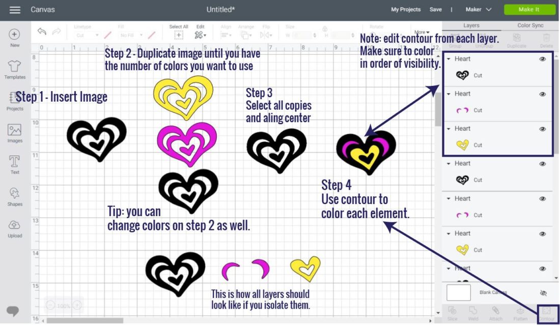 Third example for coloring in Cricut Design Space