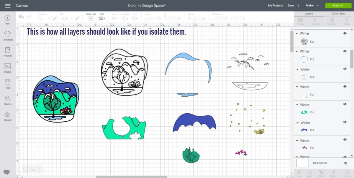 Different color layers in Cricut Design Space