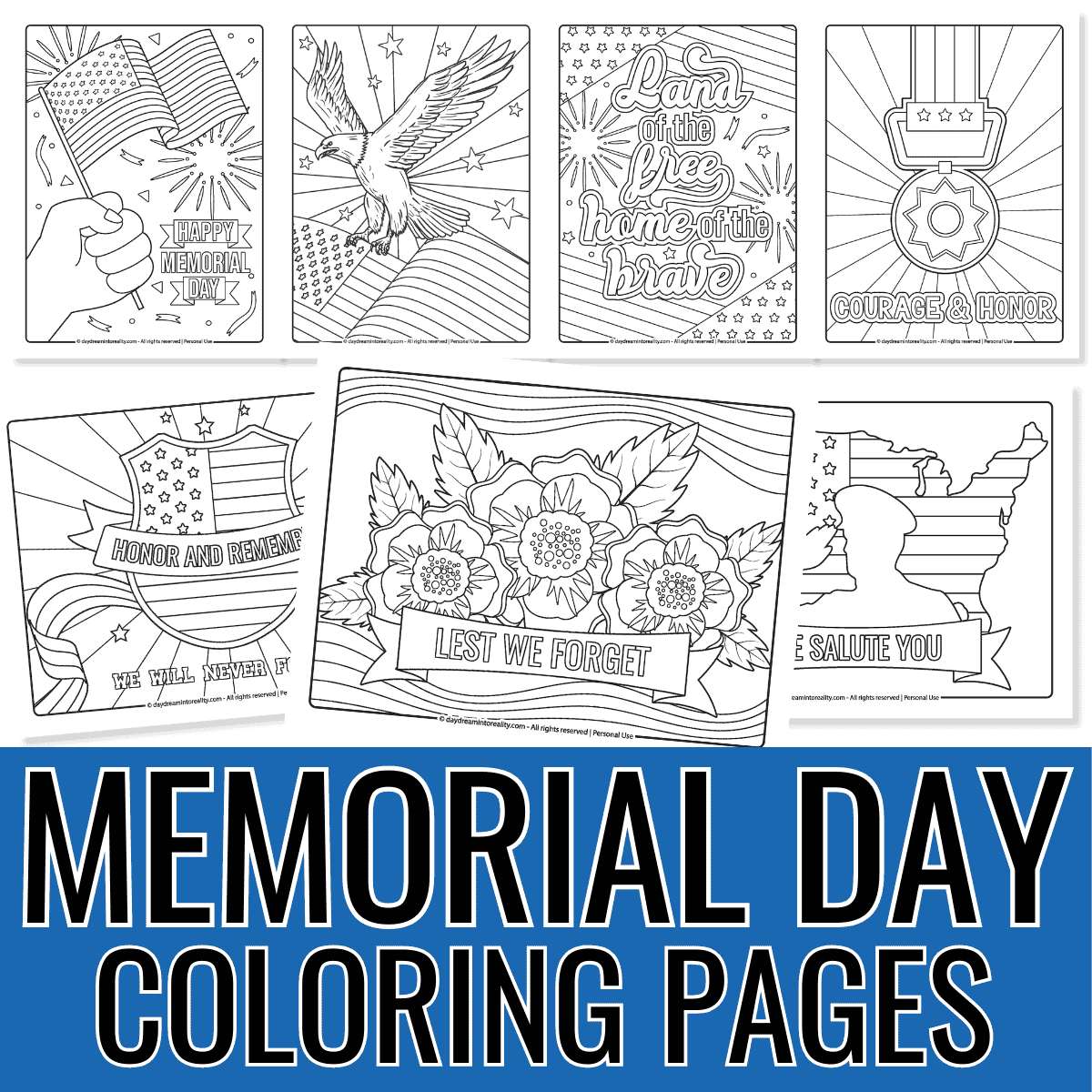 Memorial Day Coloring Pages Collages - Square Featured Image