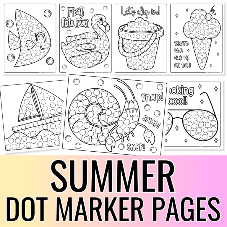 collage of multiple summer dot marker pages square (featured image)