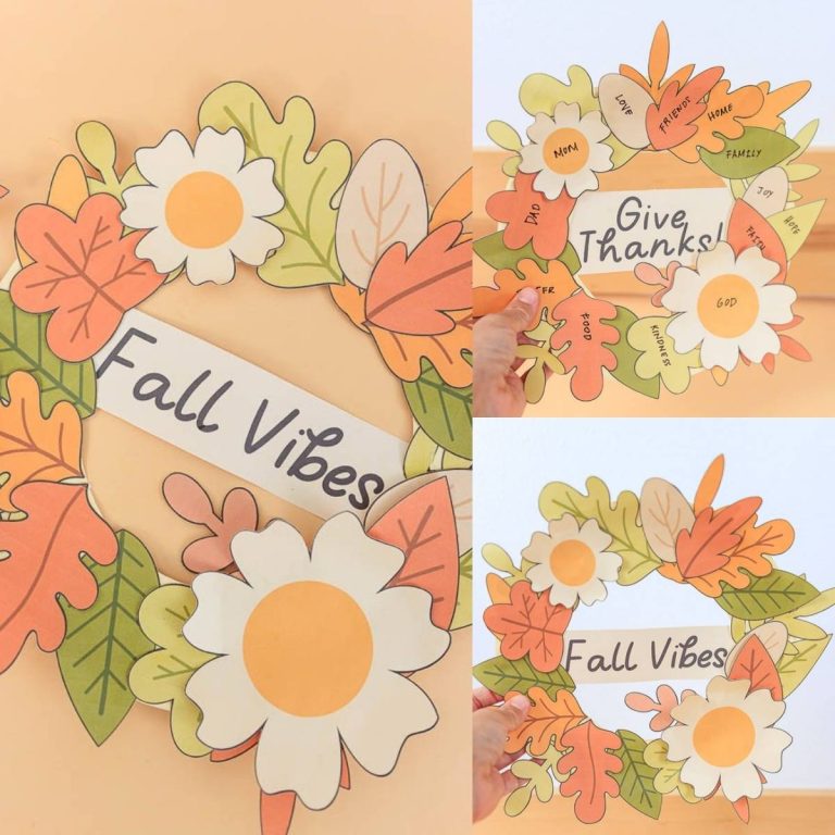 Fall & Thanksgiving Paper Plate Wreath Craft for Kids (Square Featured Image for article)